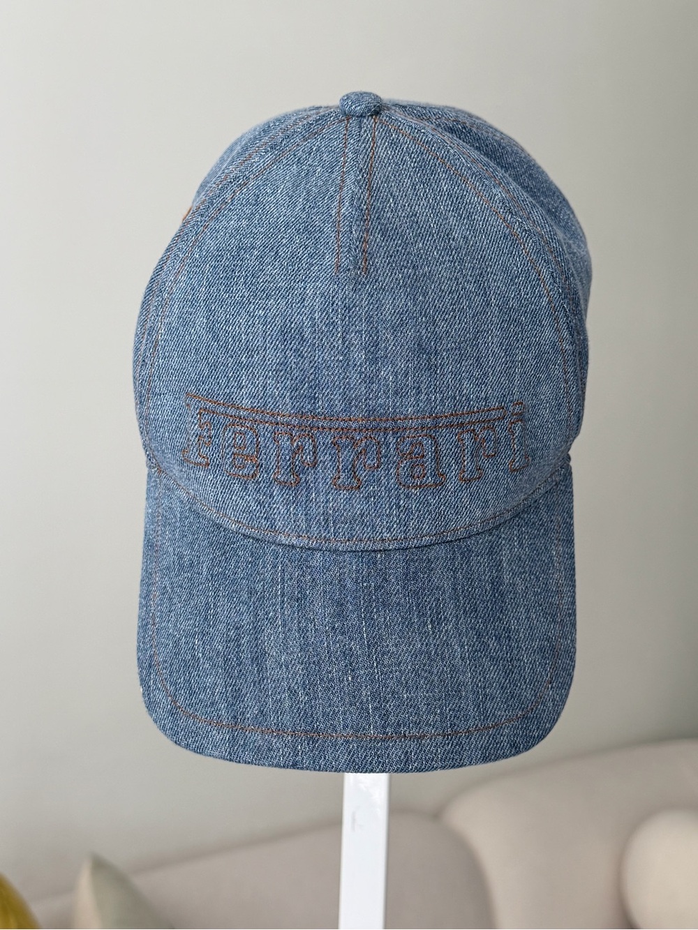 Ferrari Denim Blue Embroidered Baseball Cap